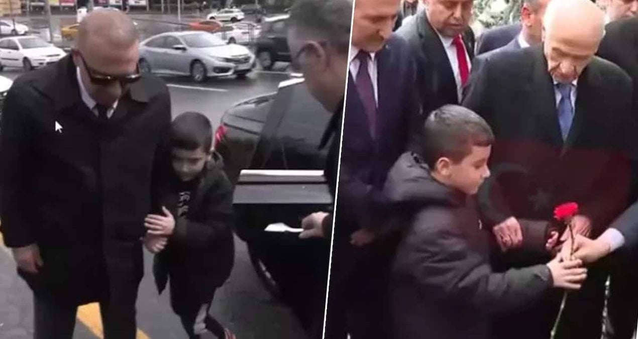 Çakarlı araçla gelmişti… Bahçeli’nin yanına çağırdığı çocuk bakın kim çıktı